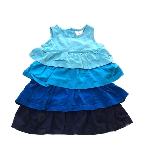 Hanna Andersson Other - Hanna Andersson Sleeveless Blue Tiered Ruffle Dress Girls Size 90 US Size 3